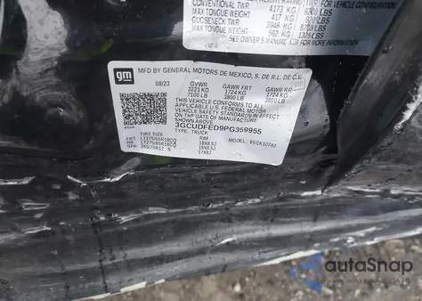 2023 Chevrolet Silverado 1500 4Wd Standard Bed Lt Trail Boss z USA, uszkodzony, nr VIN 3GCUDFED9PG359955